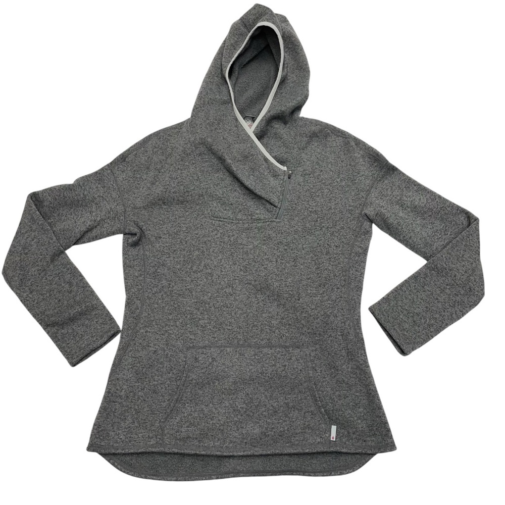 Stio Sweetwater Hoodie Womens XL Gray Fleece Lined Thumb Sleeve 1/4 Zip Pullover